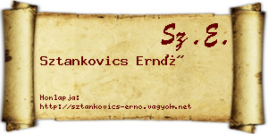 Sztankovics Ernő névjegykártya